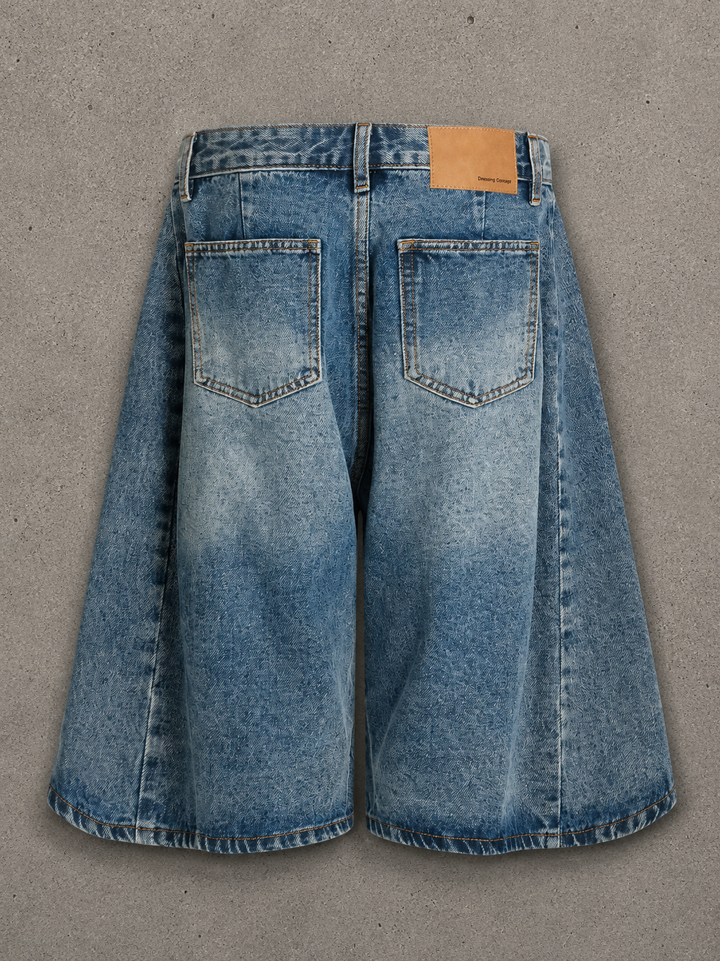 Men's Washed Wide-Leg Denim Shorts