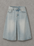 Men's Wash Wide Leg Denim Shorts